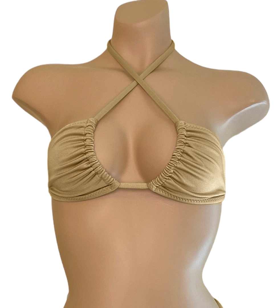 Triangle Bikini Top In Black Gold Sandborn Swim